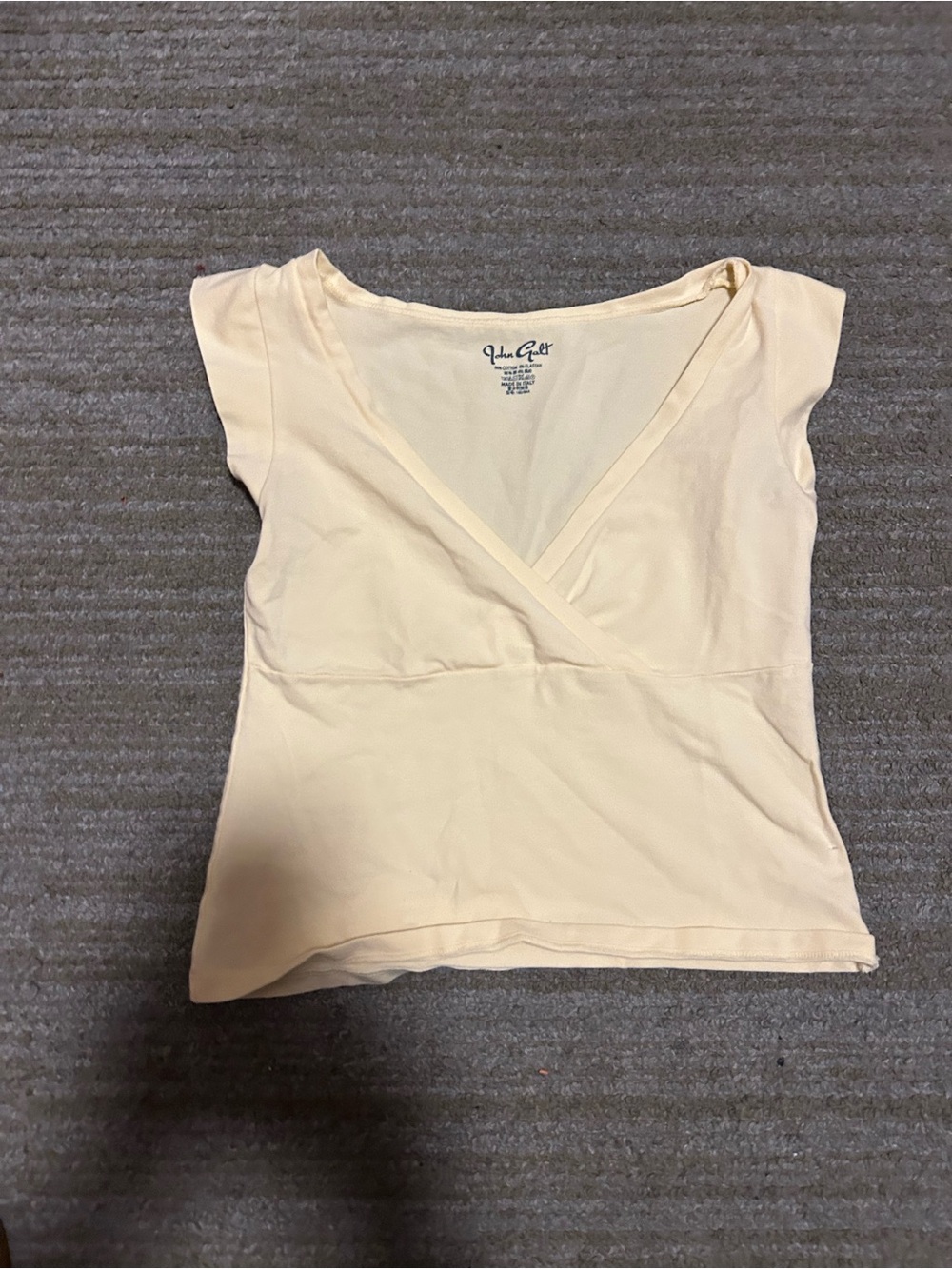 Brandy Melville Pale Yellow Wrap V-Neck Cap Sleeve Top